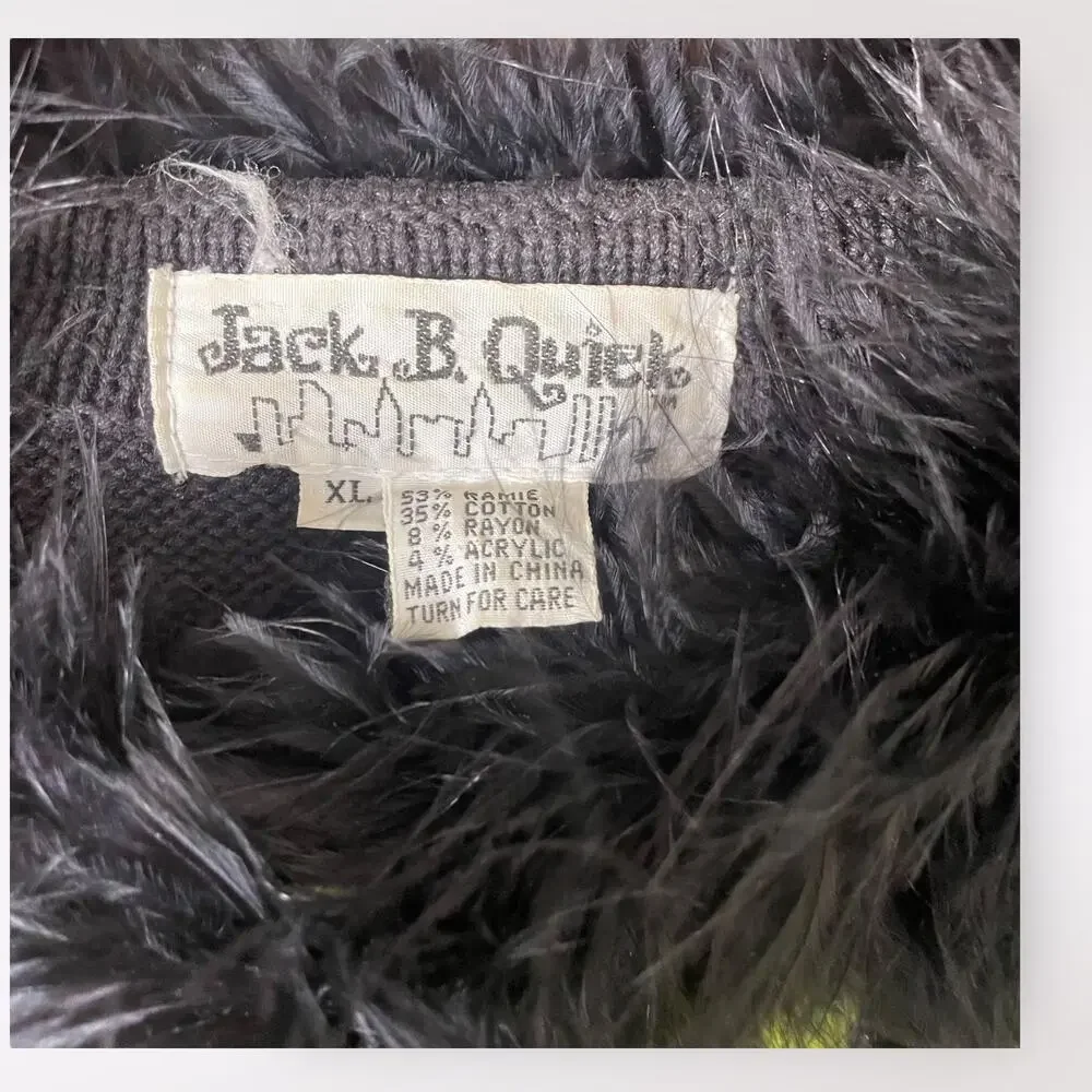 Jack‎ B. Quick Vintage 90’s Beaded Feathered Cardigan Sweater Size XL